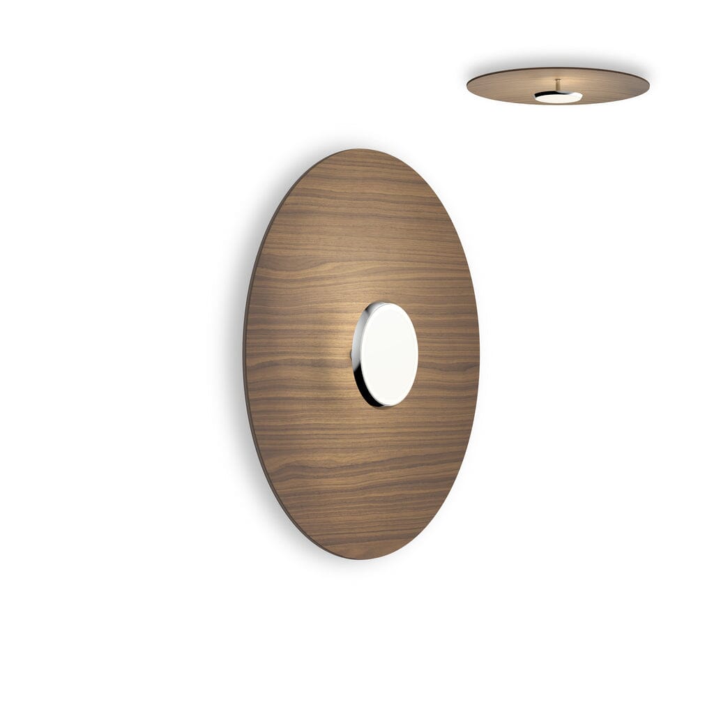 Sky Dome Flush Wood Ceiling/Wall Lamp Pendant Lights Pablo 24" - Polished Aluminum + Walnut 