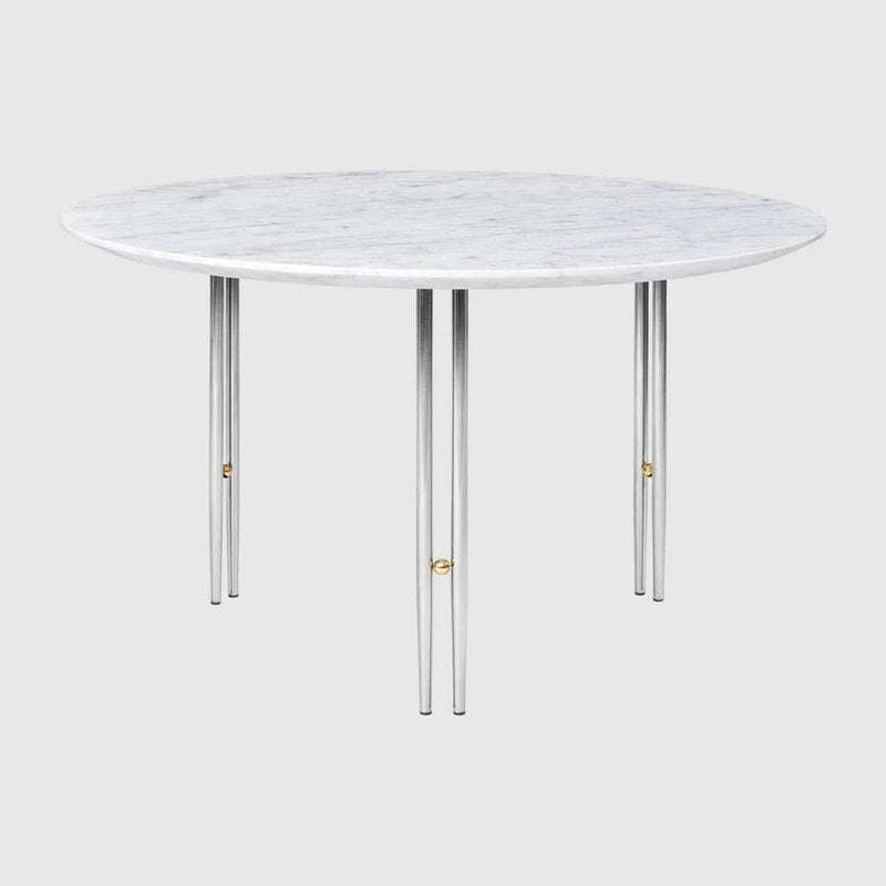 IOI Coffee Table Coffee Tables Gubi Small White Carrara Marble Chrome Base / Brass Sphere