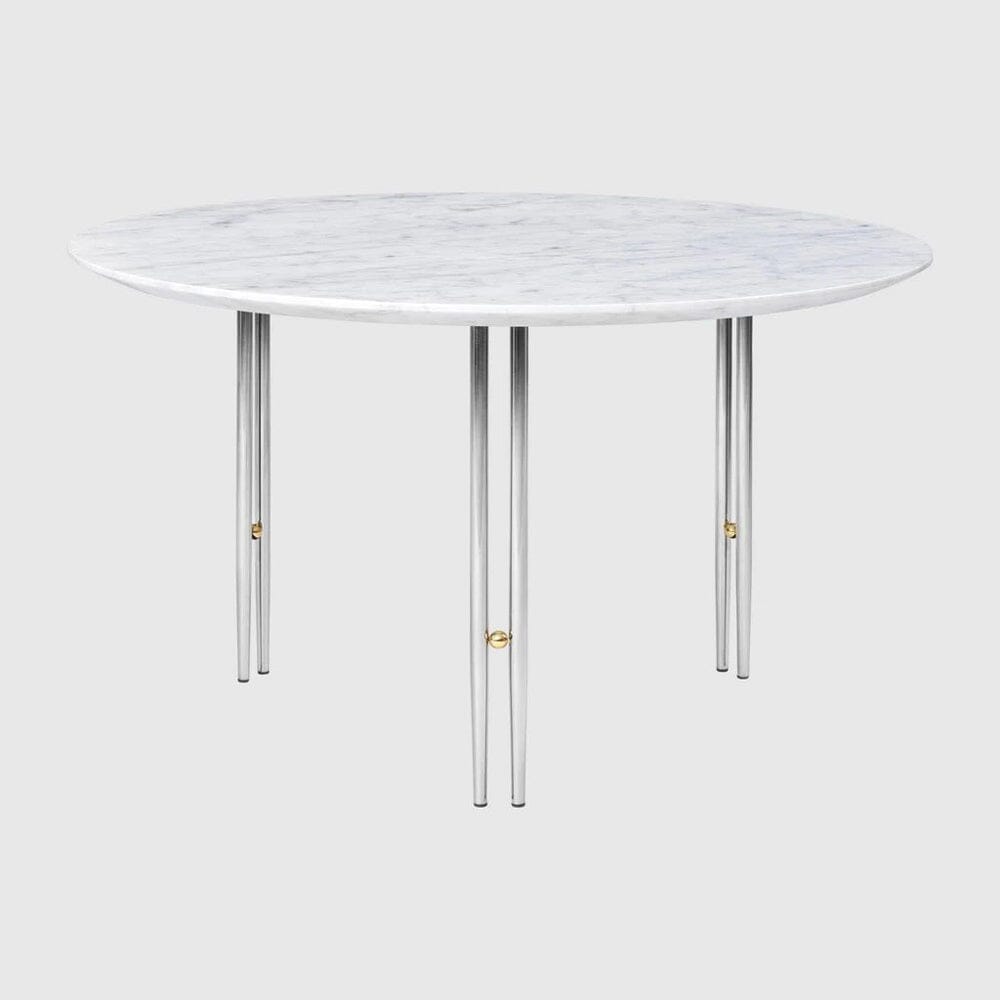 IOI Coffee Table Coffee Tables Gubi Small White Carrara Marble Chrome Base / Brass Sphere