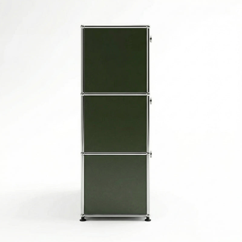 Side view of Special USM Haller Media 3-Unit in Olive Green