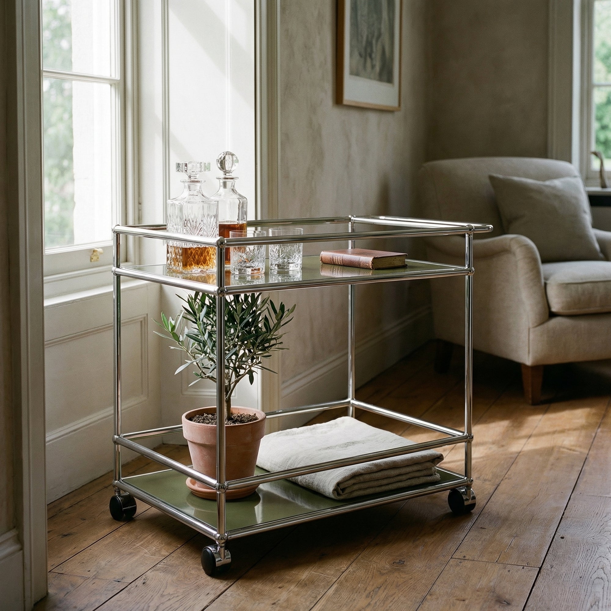 Special USM Haller Serving Cart MS04 Olive Green | CA Modern Home