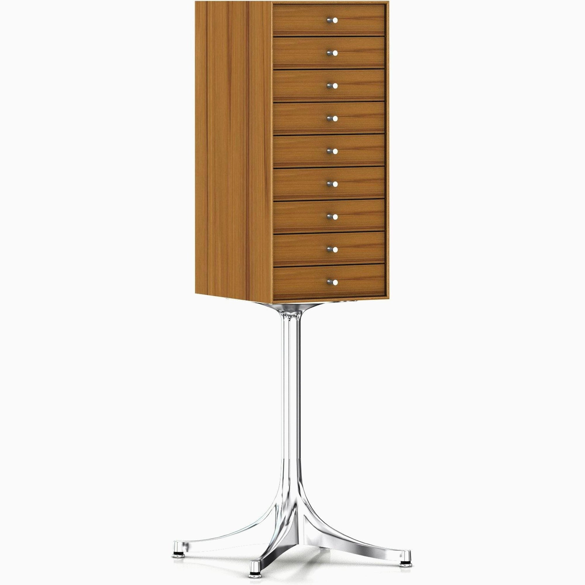 Nelson Miniature Chest 9 Drawer With Pedestal storage herman miller Teak +$750.00 Polished Aluminum Base +$40.00 Polished Aluminum Pulls