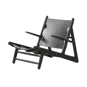 The Hunting Chair lounge chair Fredericia Black Lacquered Oak Black Leather 