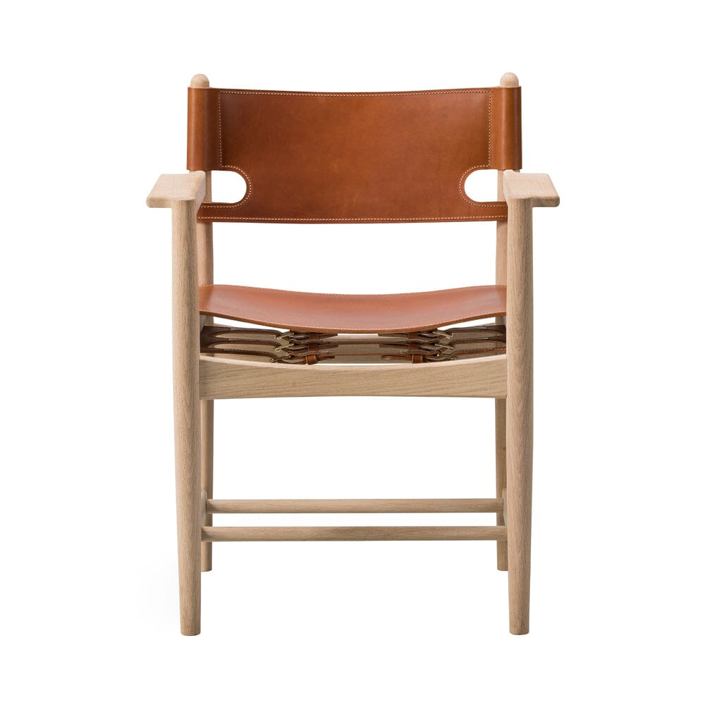 The Spanish Dining Chair With Arms Dining Chair Fredericia Soap Treated Oak Cognac Leather 50502 