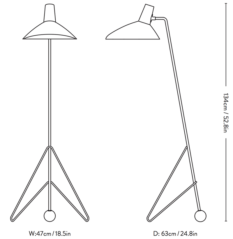 Tripod Floor Lamp HM8 Floor Lamps &Tradition 