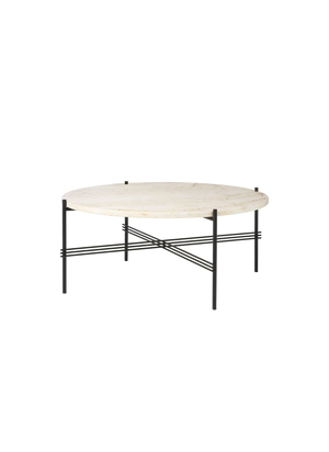 TS Round Coffee Table - Marble Top Tables Gubi Black Neutral White Travertine Medium: Dia 31.5"