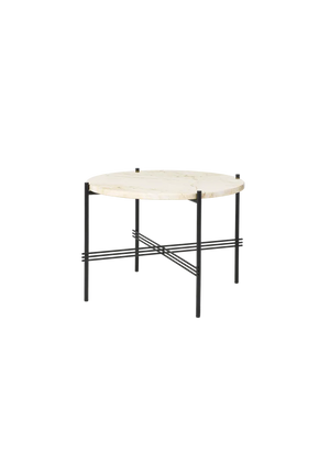 TS Round Coffee Table - Marble Top Tables Gubi Black Neutral White Travertine Small: Dia 21.7"