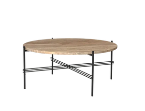 TS Round Coffee Table - Marble Top Tables Gubi Black Warm Taupe Travertine Medium: Dia 31.5"