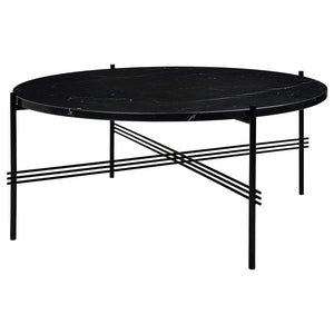 TS Round Coffee Table - Marble Top Tables Gubi Polished Steel Black Marquina Marble Medium: Dia 31.5"