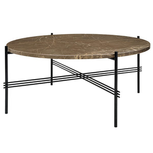 TS Round Coffee Table - Marble Top Tables Gubi Polished Steel Brown Emperador Marble Medium: Dia 31.5"