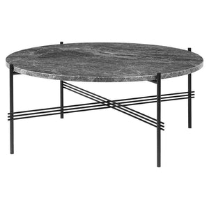 TS Round Coffee Table - Marble Top Tables Gubi Polished Steel Grey Emperador Marble Medium: Dia 31.5"