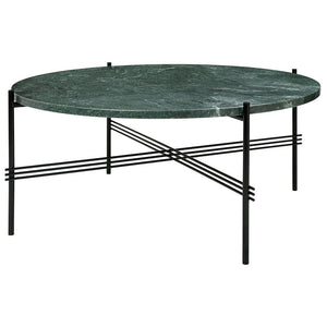 TS Round Coffee Table - Marble Top Tables Gubi Polished Steel Green Guatemala Marble Medium: Dia 31.5"
