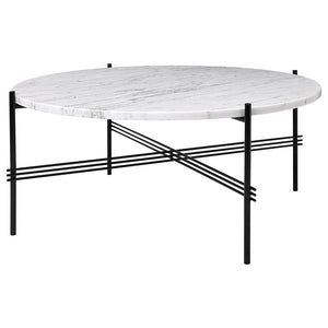 TS Round Coffee Table - Marble Top Tables Gubi Polished Steel White Carrara Marble Medium: Dia 31.5"