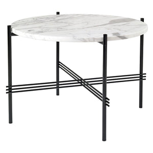 TS Round Coffee Table - Marble Top Tables Gubi Polished Steel White Carrara Marble Small: Dia 21.7"