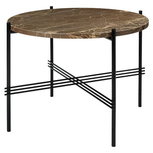 TS Round Coffee Table - Marble Top Tables Gubi Polished Steel Brown Emperador Marble Small: Dia 21.7"