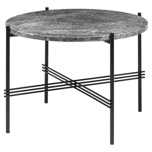 TS Round Coffee Table - Marble Top Tables Gubi Polished Steel Grey Emperador Marble Small: Dia 21.7"