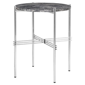 TS Side Table side table Gubi Grey Emperador Marble Polished Steel 