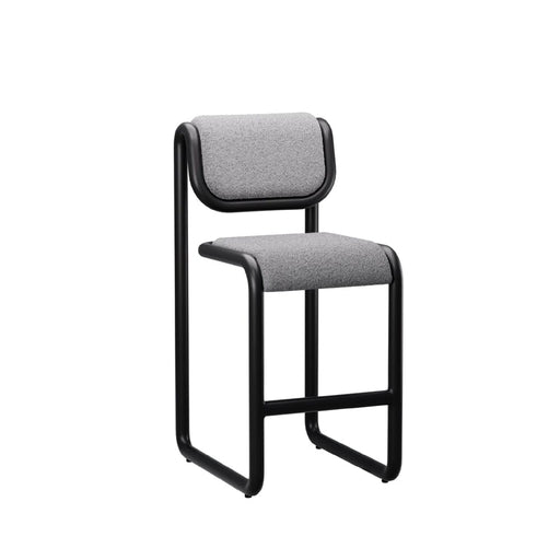 Tube Bar Stool Stools Bend Goods Black frame with grey boucle 