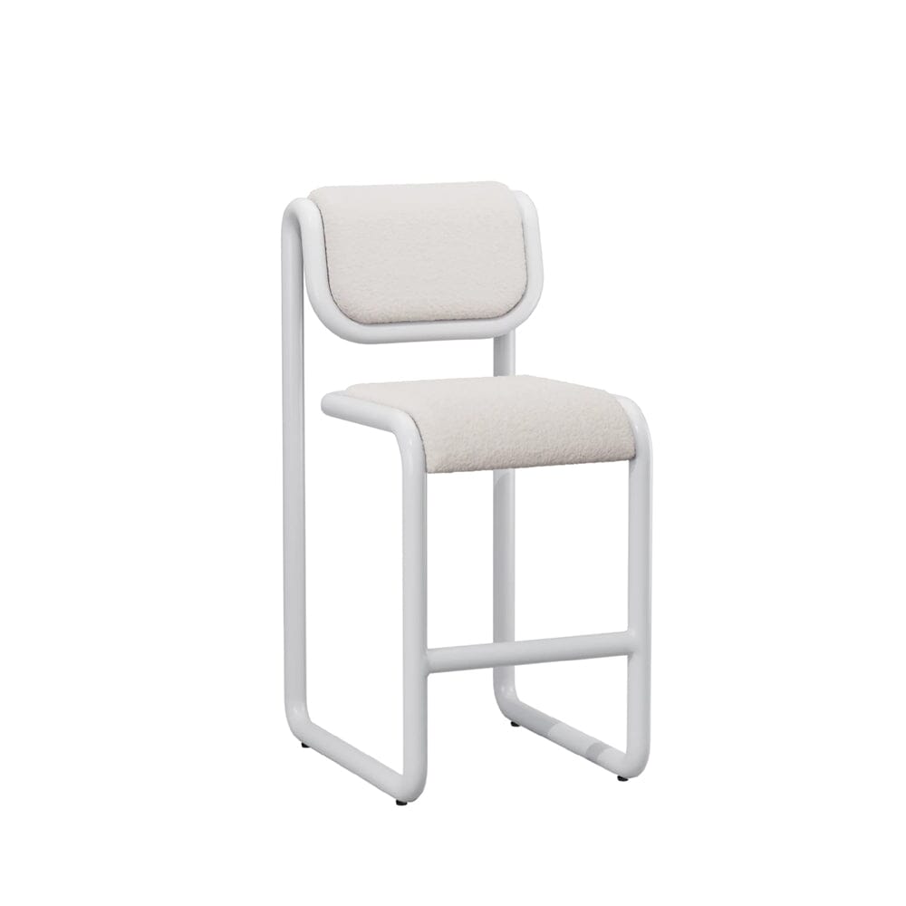 Tube Bar Stool Stools Bend Goods White frame with cream boucle 