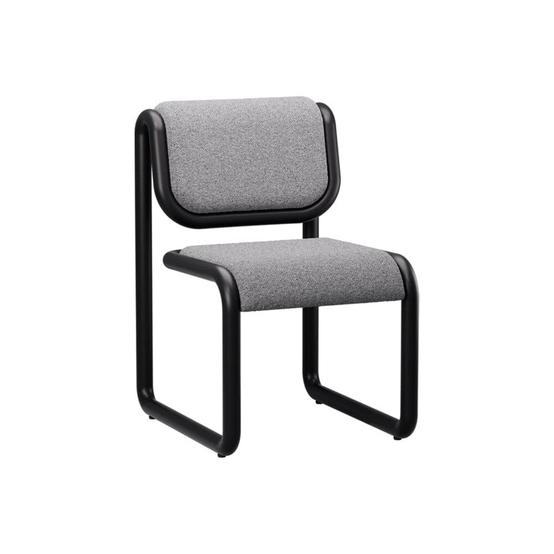 Tube Dining Chair Dining chairs Bend Goods Black frame with grey boucle 