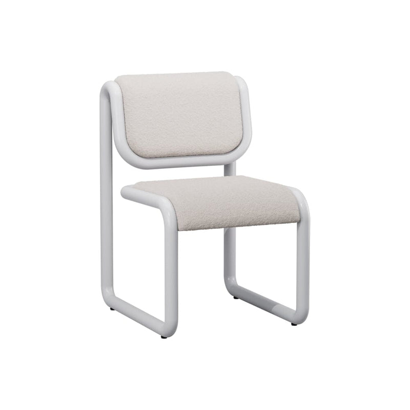 Tube Dining Chair Dining chairs Bend Goods White frame with cream boucle 
