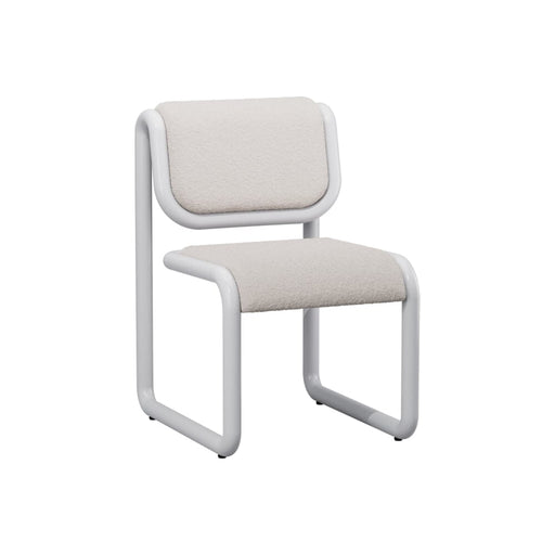 Tube Dining Chair Dining chairs Bend Goods White frame with cream boucle 