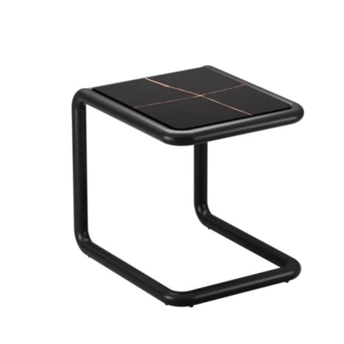 Tube Side Table Side Tables Bend Goods Black with Ceramic Stone 