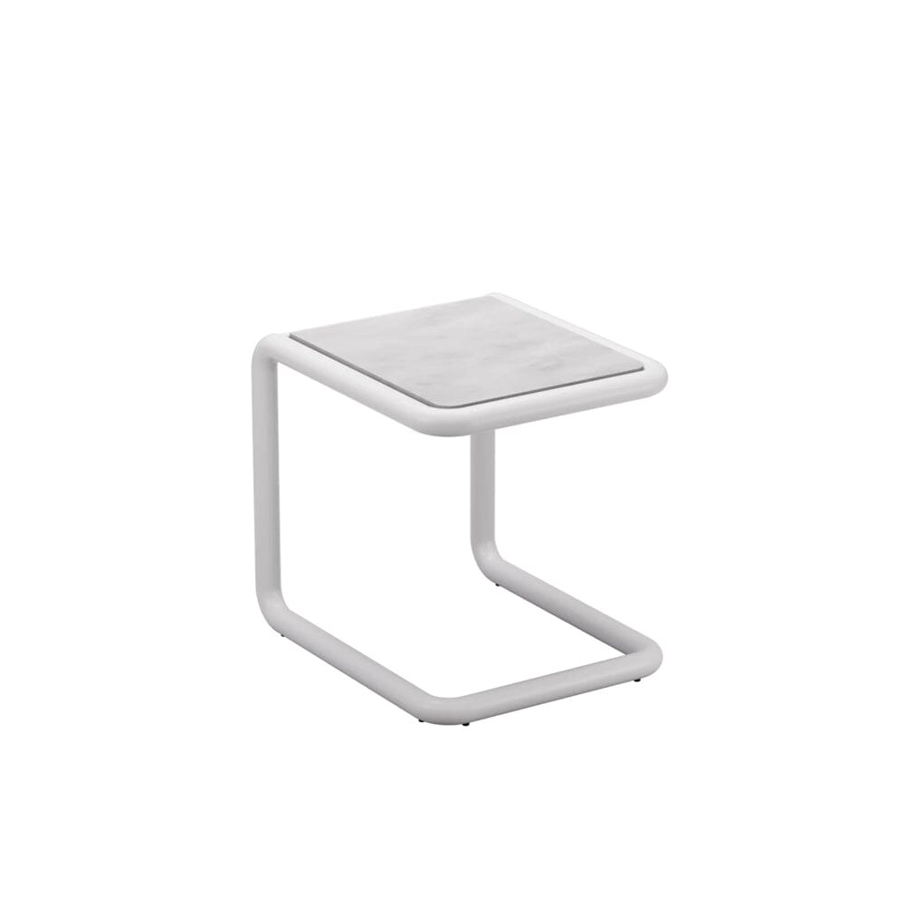 Tube Side Table Side Tables Bend Goods White with Ceramic Stone 