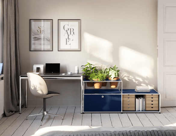 USM Haller Custom Side Table with Planter Panel (4 Planters included) Desks USM 