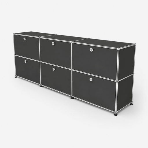 USM Haller Credenza - 6 compartments 1.5 storage USM Anthracite Gray 