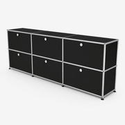 USM Haller Credenza - 6 compartments 1.5 storage USM Graphite Black 