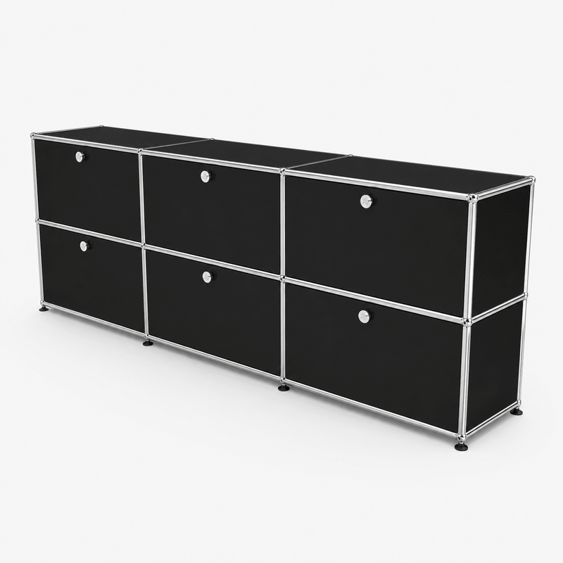 USM Haller Credenza - 6 compartments 1.5 storage USM Graphite Black 