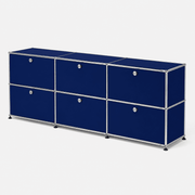 USM Haller Credenza - 6 compartments 1.5 storage USM Steel Blue 