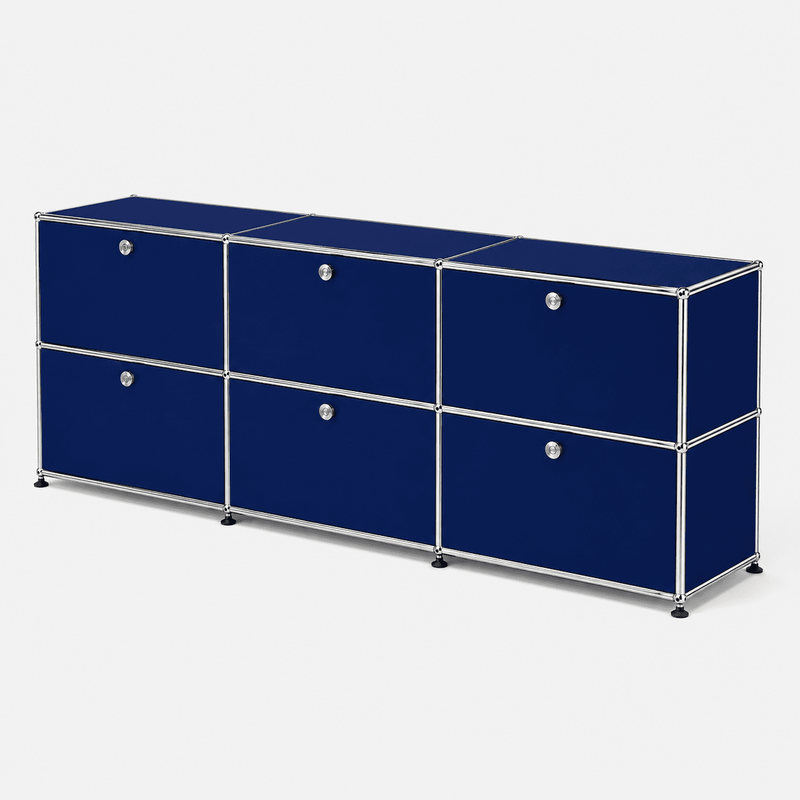 USM Haller Credenza - 6 compartments 1.5 storage USM Steel Blue 