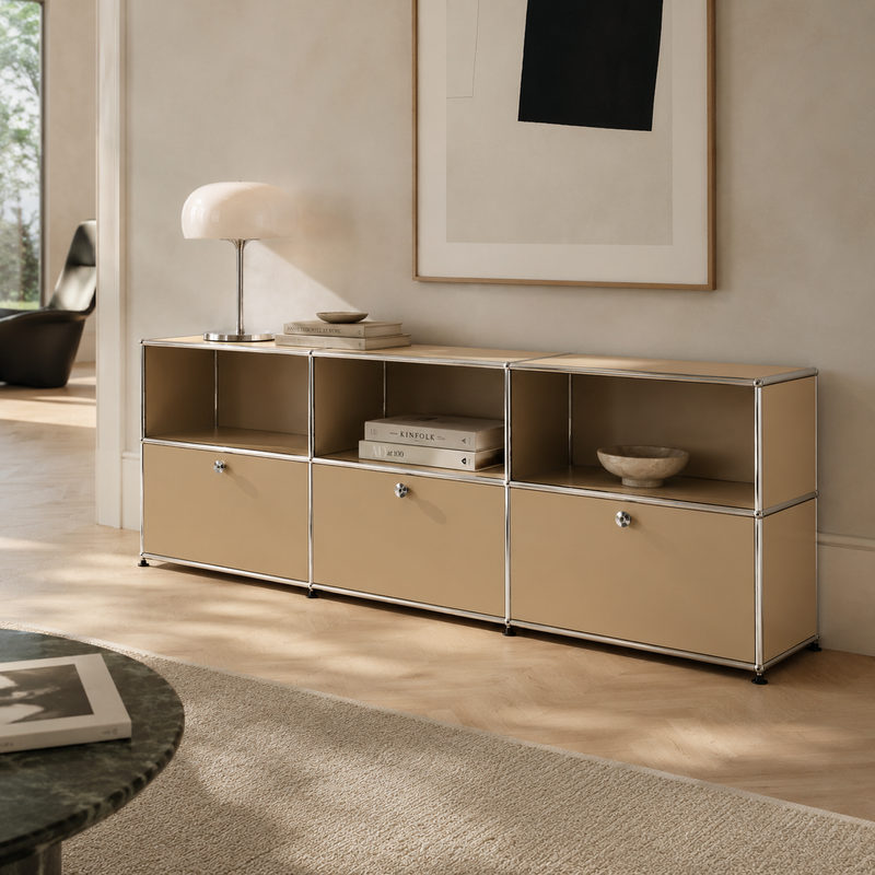 USM Haller TV Media - 6 compartments - 3 tall open -3 closed - 1.8