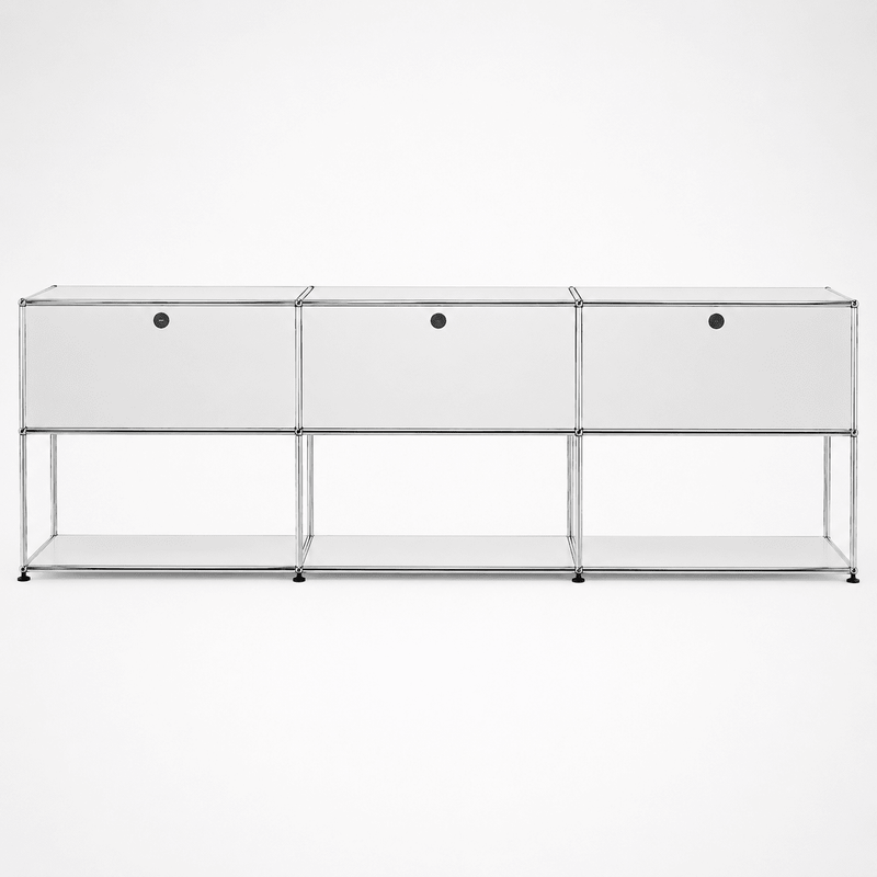 USM Haller Credenza - 6 compartments - 3 open -3 closed - 1.6 storage USM Pure White 