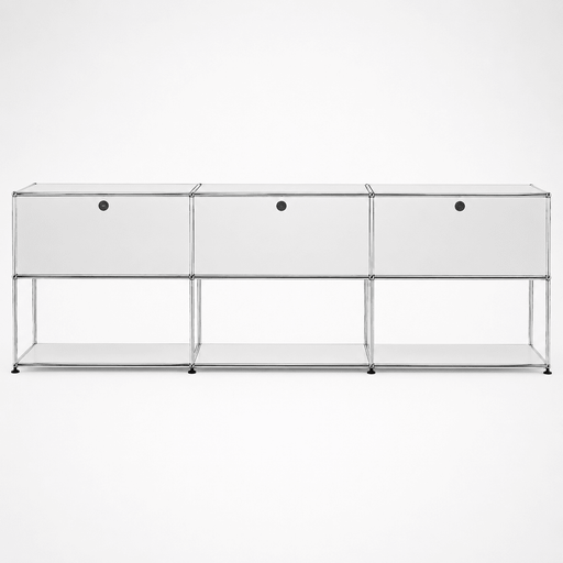 USM Haller Credenza - 6 compartments - 3 open -3 closed - 1.6 storage USM Pure White 