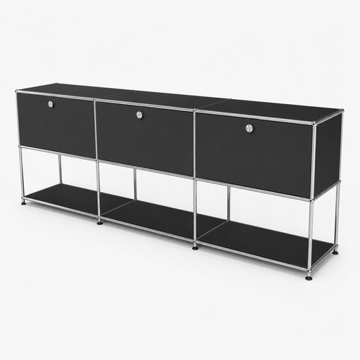 USM Haller Credenza - 6 compartments - 3 open -3 closed - 1.6 storage USM Anthracite Gray 