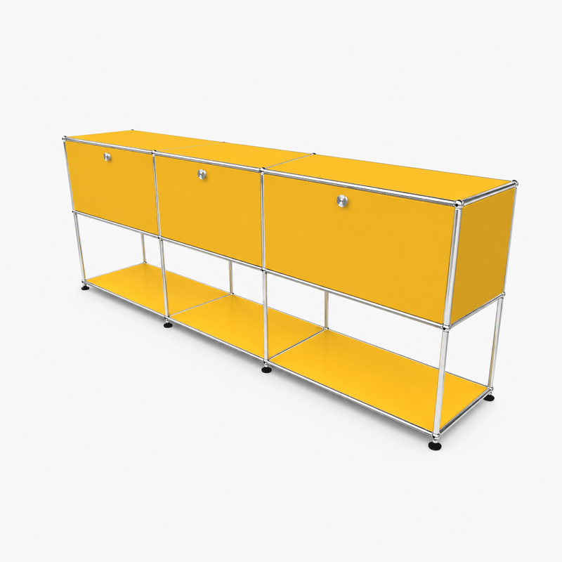 USM Haller Credenza - 6 compartments - 3 open -3 closed - 1.6 storage USM Golden Yellow 