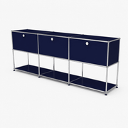 USM Haller Credenza - 6 compartments - 3 open -3 closed - 1.6 storage USM Steel Blue 