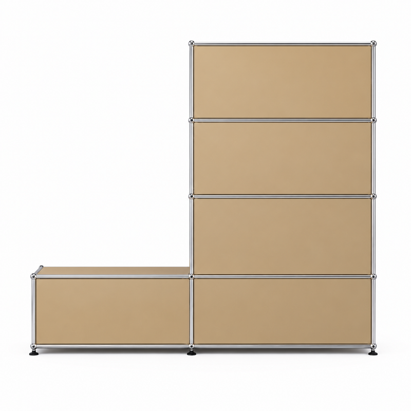 USM Haller Custom Storage Unit / USM Beige / 60"w x 15"d x 55"h / 5 Drop-down doors – product view 2