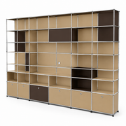 USM Haller Custom Wall Unit in USM Beige and USM Brown – angle view