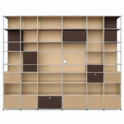 USM Haller Custom Wall Unit in USM Beige and USM Brown – front view