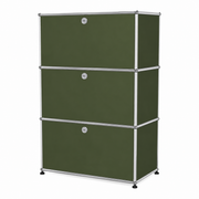 USM Haller G1 Unit adjusted, Olive Green / Addition of 3 dividers shelves / 30"w x 15"d x 43"h