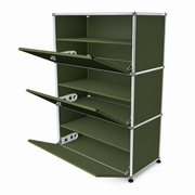 USM Haller G1 Unit adjusted, Olive Green / Addition of 3 dividers shelves / 30"w x 15"d x 43"h – product view 3