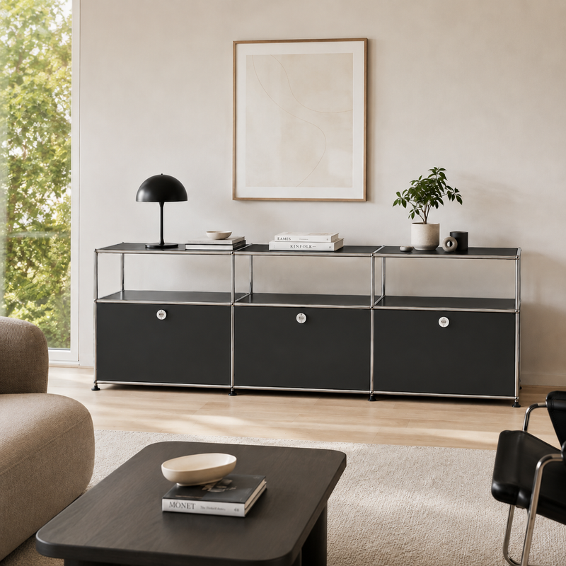 USM Haller TV Media - 6 compartments - 3 short open -3 closed - 1.7