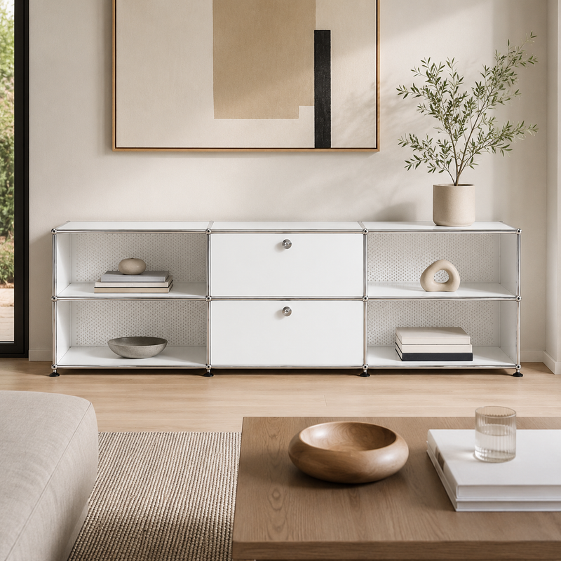 USM Haller TV Media - 6 compartments - Perforated back 1.10