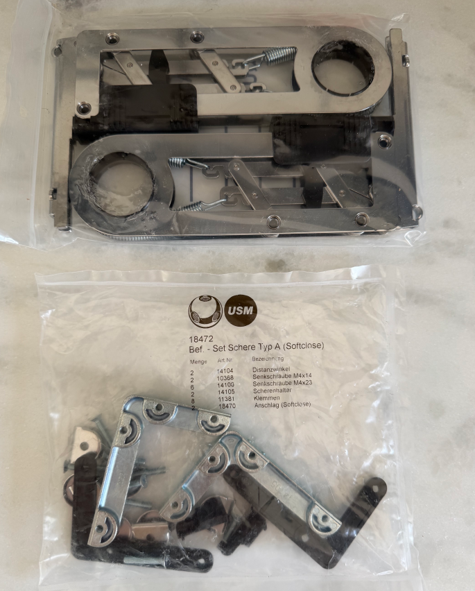 USM Haller Drop Down Door Hinge - Complete Kit