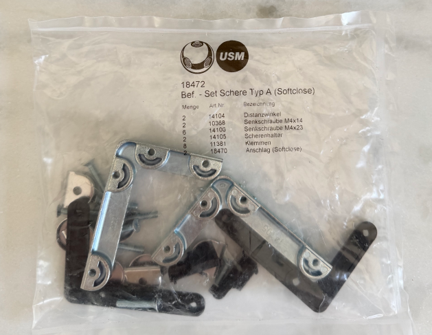 USM Haller Drop Down Door Hinge - Complete Kit