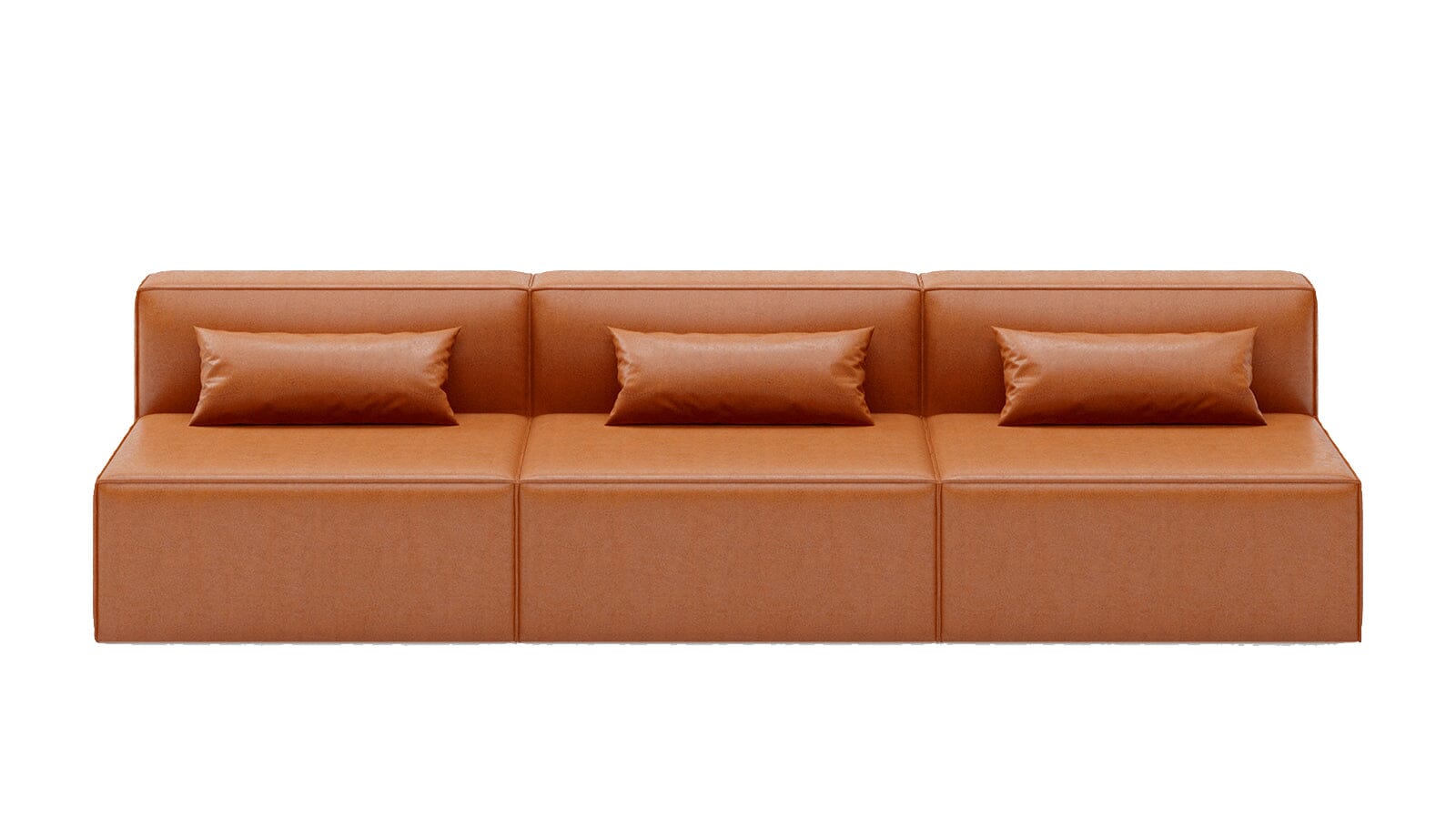 Mix Modular 3 Piece Armless Sofa Sofa Gus Modern Vegan Appleskin Leather Cognac 